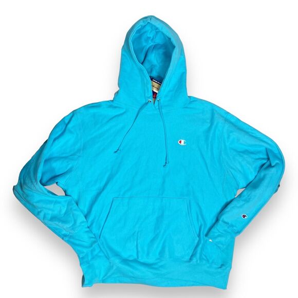 Champion Reverse Weave Hoodie Mens XL Blue Casual Everyday Bright Spring - Picture 8 of 8